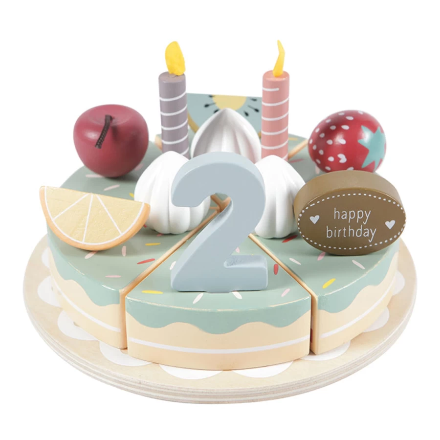 Little Dutch XL Wooden Birthday Cake Toy – Eco-Friendly Wooden Play Food for Kids