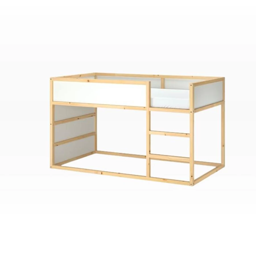 IKEA Kura Reversible Loft Bed for Kids - Space-Saving Wooden Bunk Bed with Safety Rails, Convertible to Low Bed, White/Stained Oak
