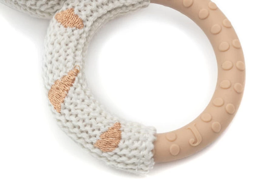 Jollein Organic Cotton Knitted Teething Ring for Babies - Soft Chewable Teether Toy for Soothing Sore Gums