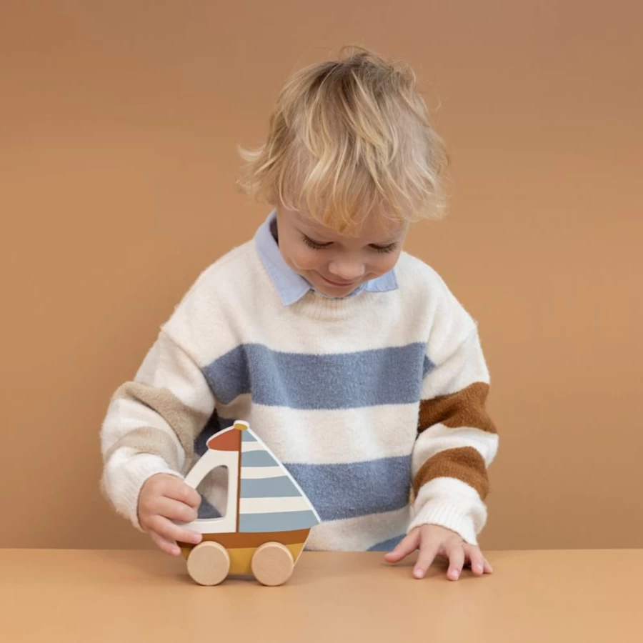 Little Dutch Kids' Wooden Sailboat Toy - Pretend Play Vehicle for Toddlers