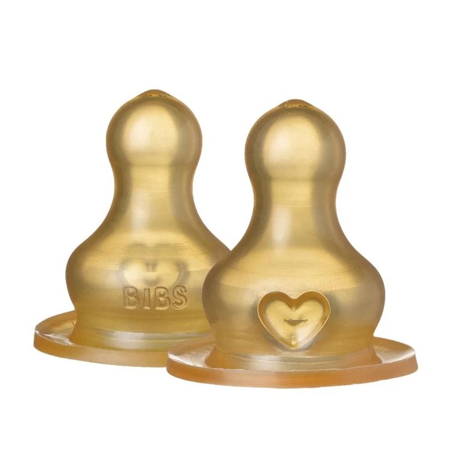 Bibs Slow Flow Baby Bottle Nipples 2-Pack, Natural Rubber Pacifiers for Newborns and Infants