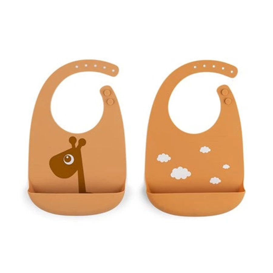 Done by Deer Silicone Baby Bibs - 2 Pack, Soft & Waterproof Feeding Bibs for Toddlers, Easy Clean Drool Bibs, BPA-Free