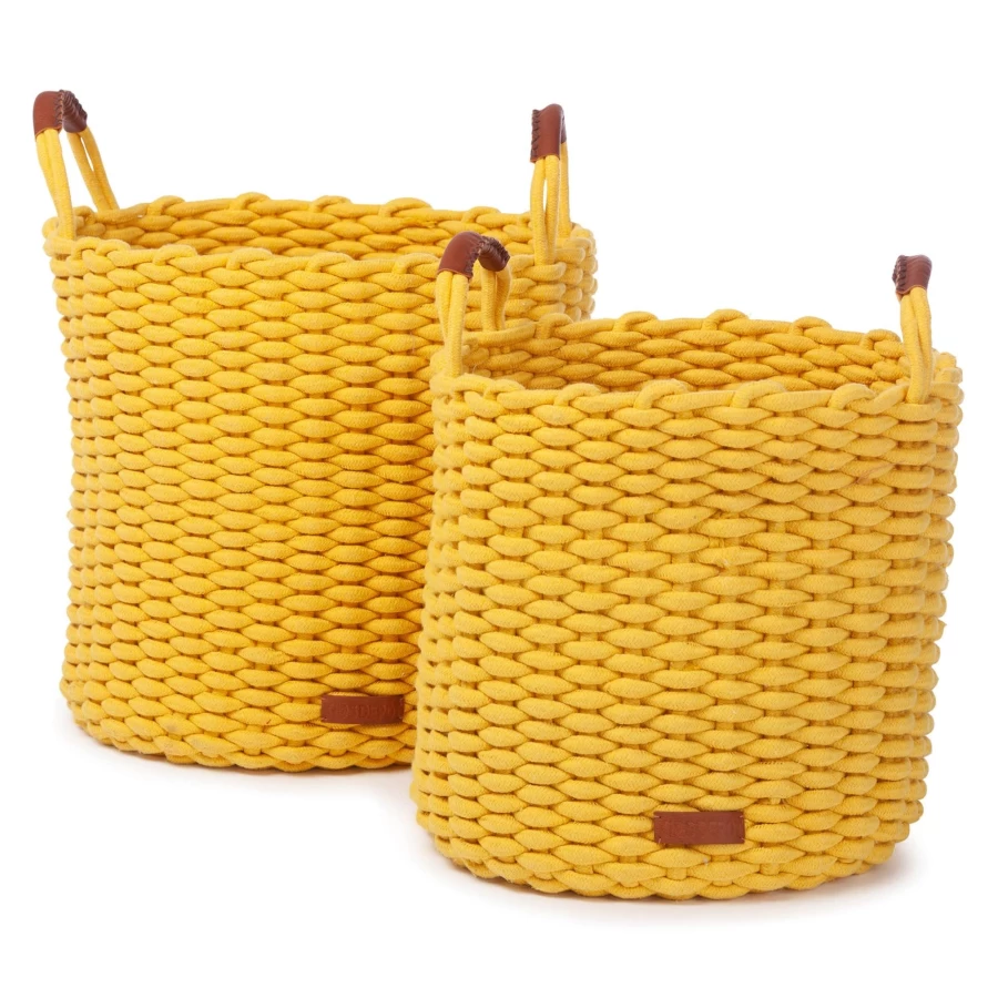 Kids Depot Korbo Large Weave Basket Set - 2-Pack Storage Bins for Organizing Toys, Clothes & More