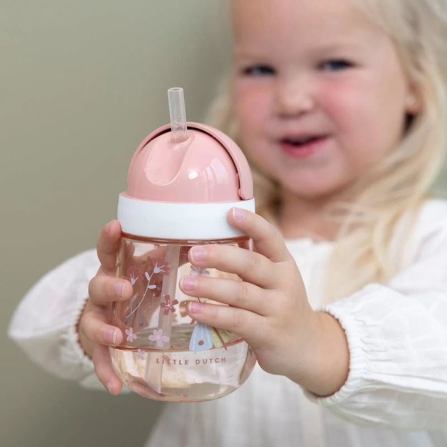 Little Dutch Straw Cup Mio 300ml - Kids' Insulated Stainless Steel Tumbler with Leak-Proof Lid