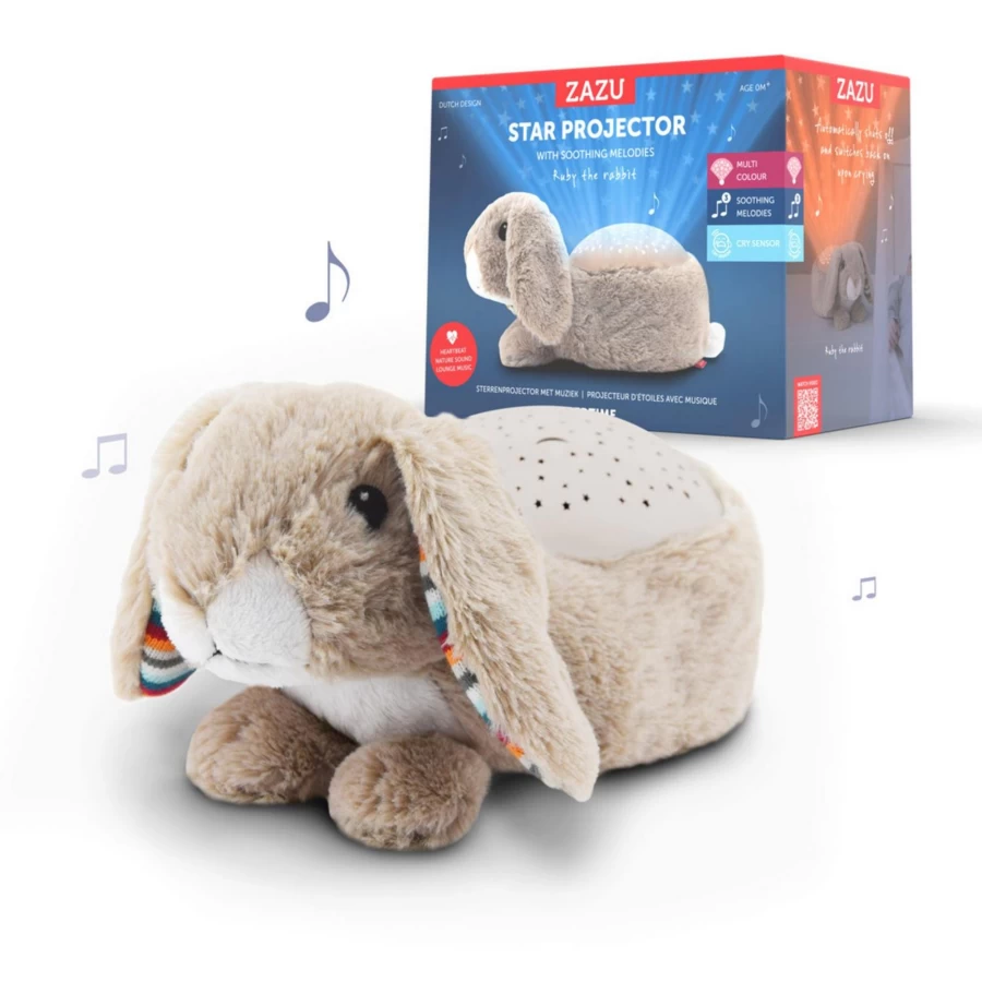 Zazu Ruby The Rabbit Star Projector Night Light for Kids Nursery
