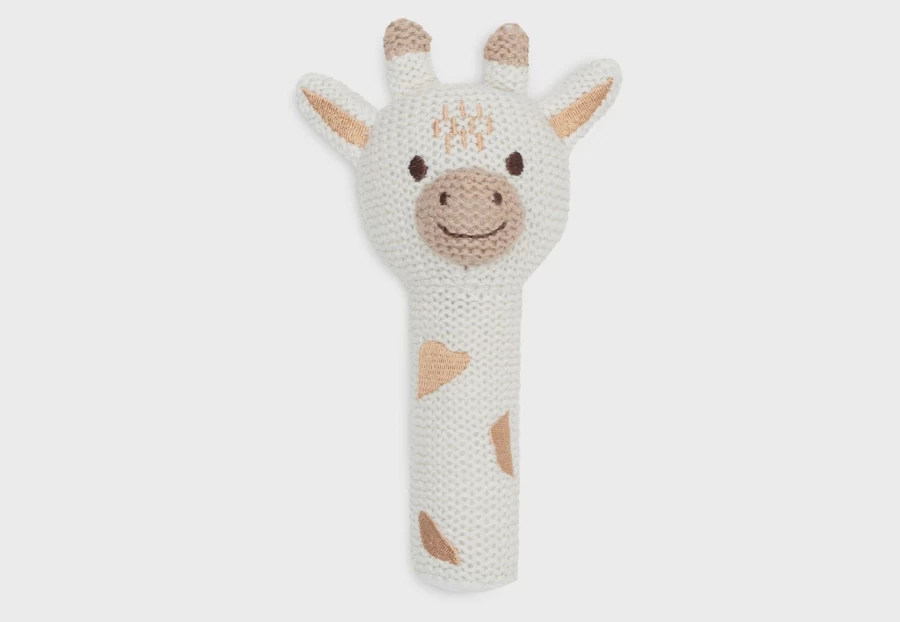 Jollein Baby Knitted Rattle Toy - Soft Handmade Crochet Animal Rattles for Newborns & Infants