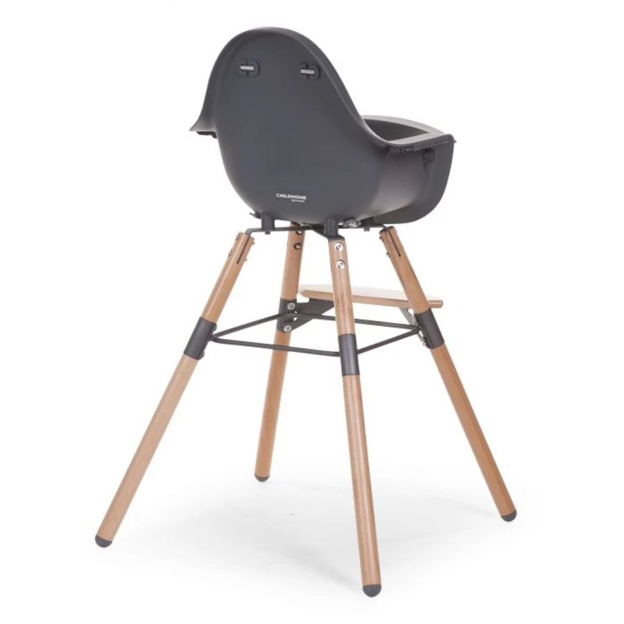 Childhome Evolu Natural Anthracite High Chair for Babies - Adjustable Eco-Friendly Wooden Baby Chair