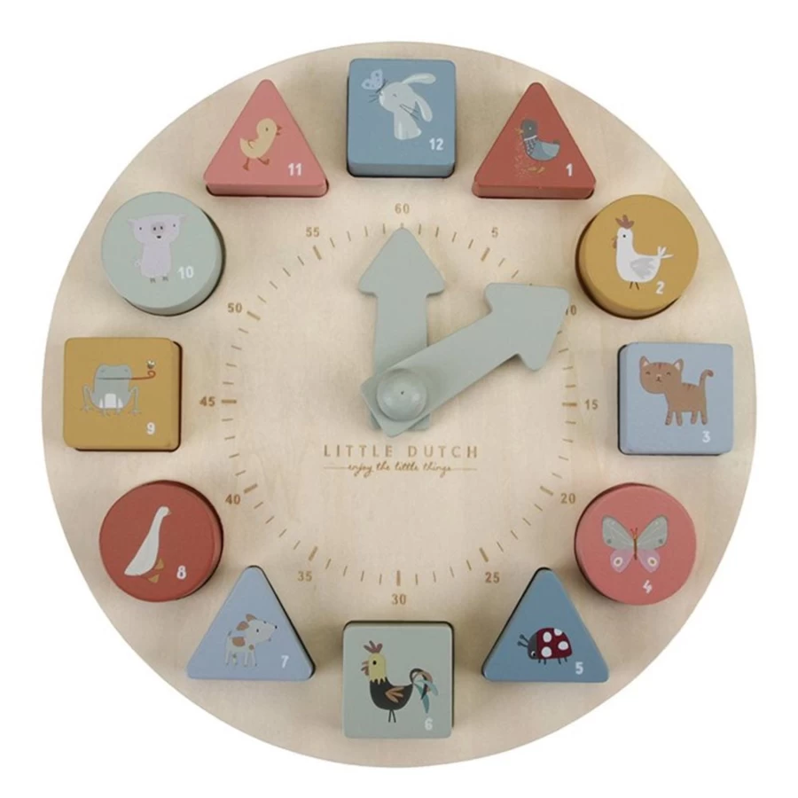 Little Dutch Wooden Puzzle Clock – Educational Toddler Toy for Learning Time