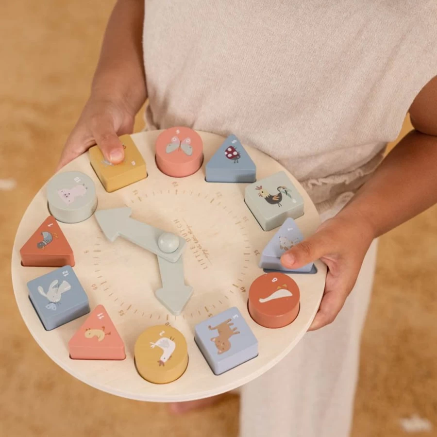 Little Dutch Wooden Puzzle Clock – Educational Toddler Toy for Learning Time