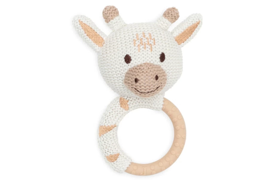 Jollein Organic Cotton Knitted Teething Ring - Soft Baby Teether Toy for Soothing Sore Gums