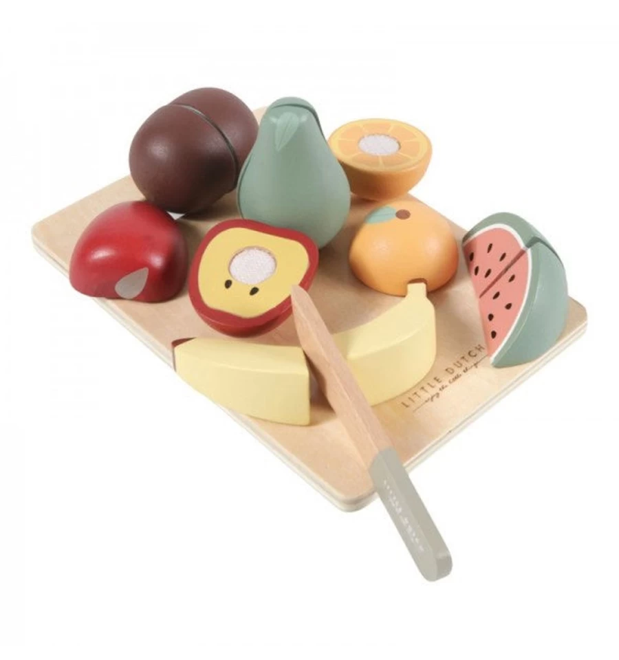 Little Dutch Wooden Fruit Cutting Play Set for Kids - Educational Toy for Pretend Play