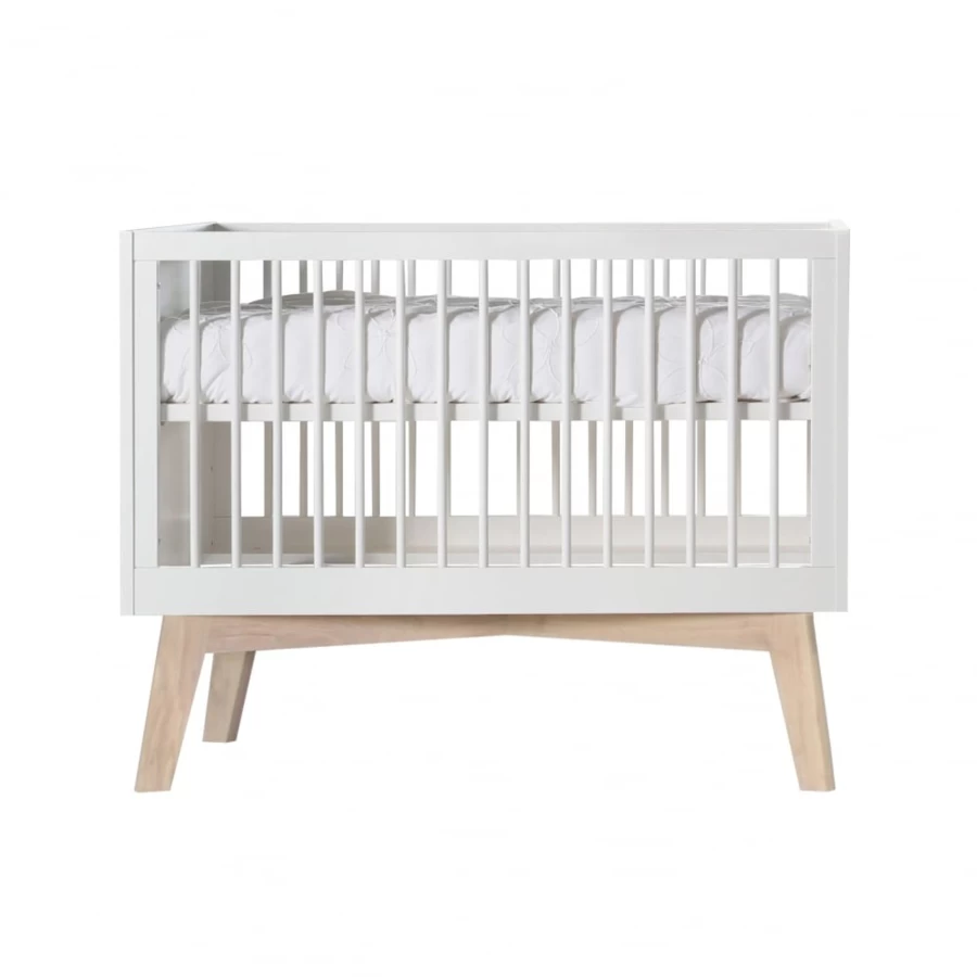 Kidsmill Sixties Oak Cot Bed 70x140 cm with Mattress - Convertible Toddler Bed for Nursery