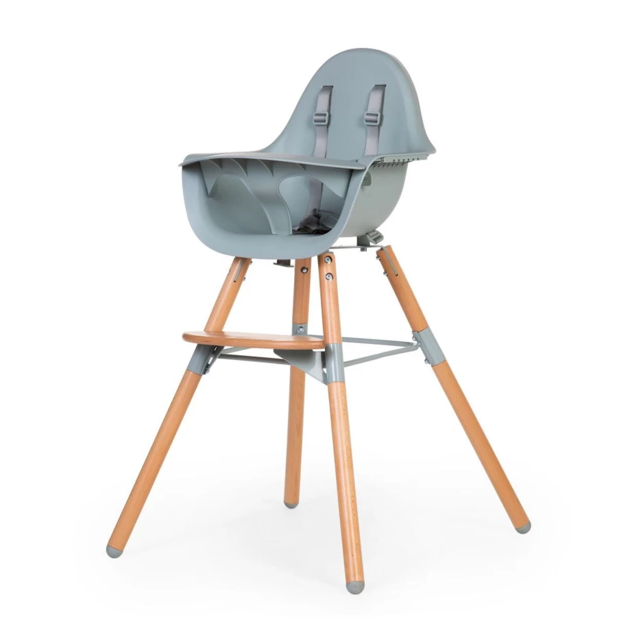 Childhome Evolu Natural Mint High Chair - Eco-Friendly Baby Feeding Seat with Adjustable Height