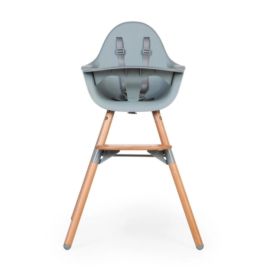 Childhome Evolu Natural Mint High Chair - Eco-Friendly Baby Feeding Seat with Adjustable Height