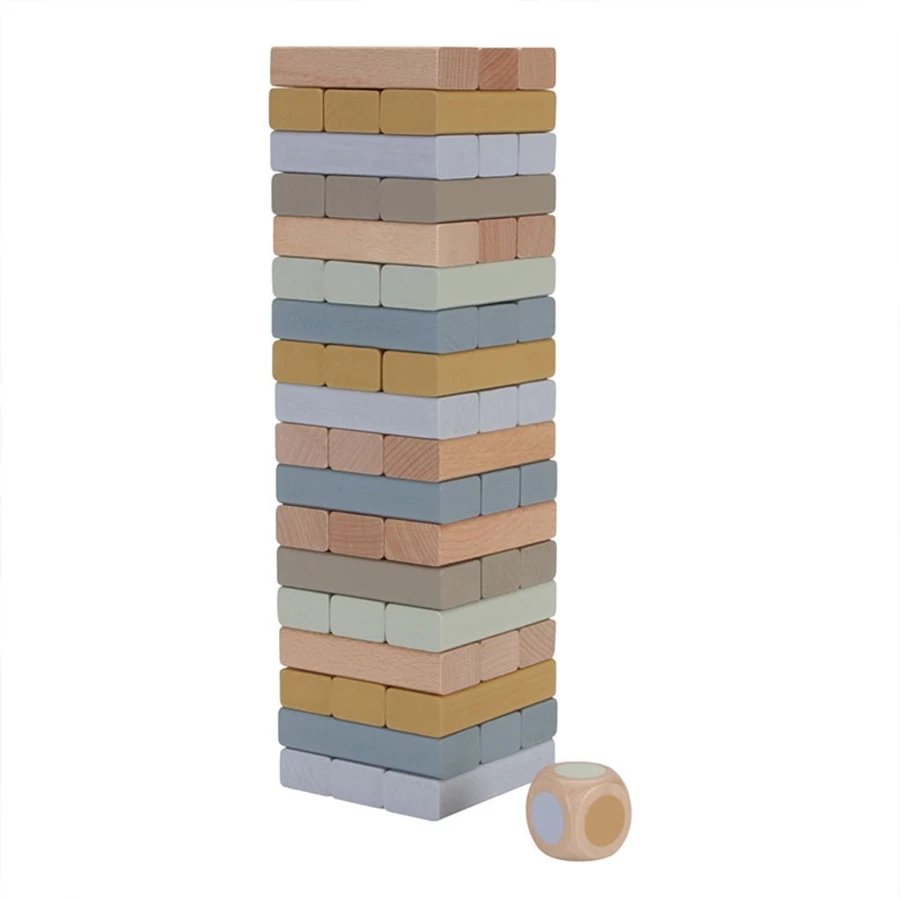 Little Dutch Wooden Tower Stacking Game - Classic Wooden Blocks for Kids