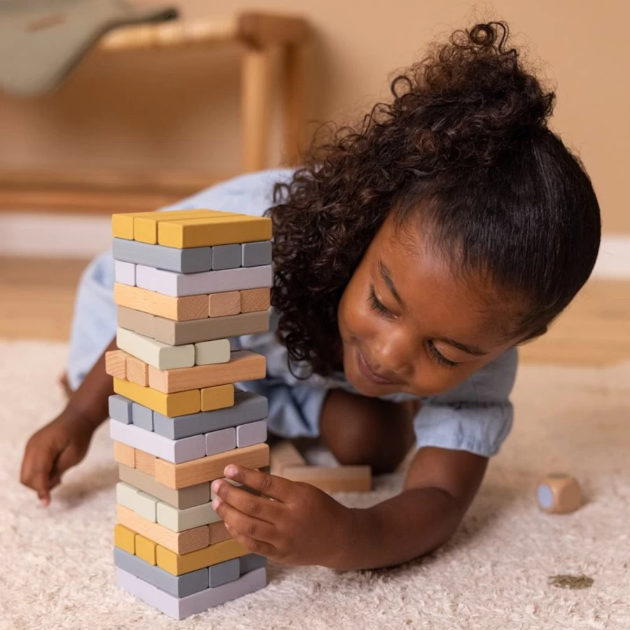 Little Dutch Wooden Tower Stacking Game - Classic Wooden Blocks for Kids