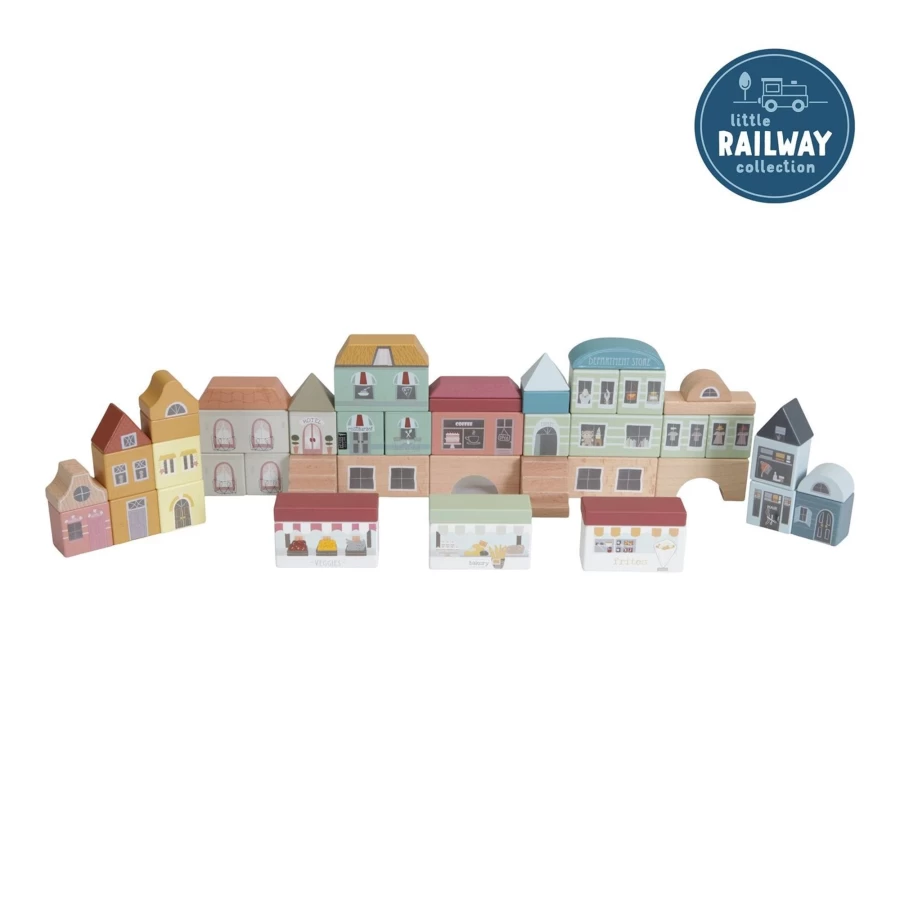 Little Dutch Wooden Railway Train Extension Set for City Layouts – Creative Building Blocks Toy