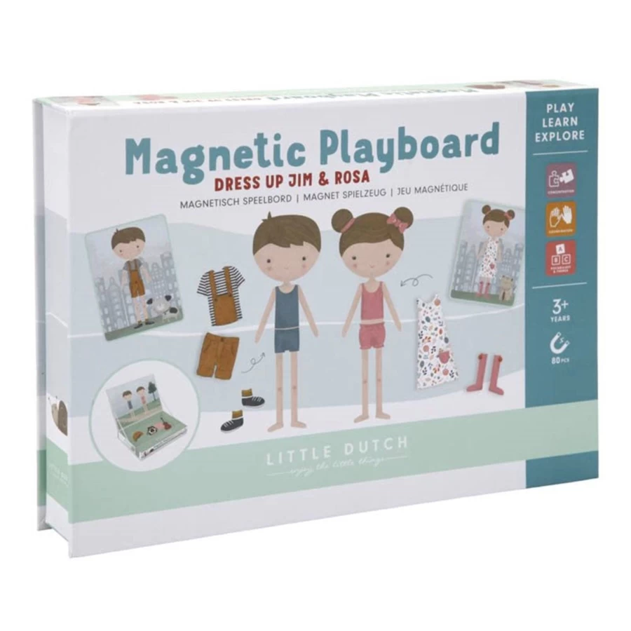Little Dutch Jim & Rosa Magnetic Wooden Puzzle – Educational Toy for Kids