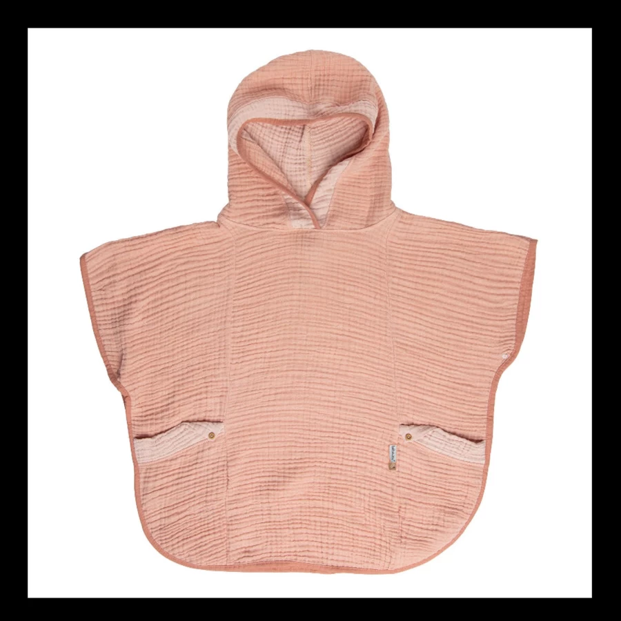 Bébéjou Pink Cotton Baby Bath Cape – Soft Hooded Towel for Kids