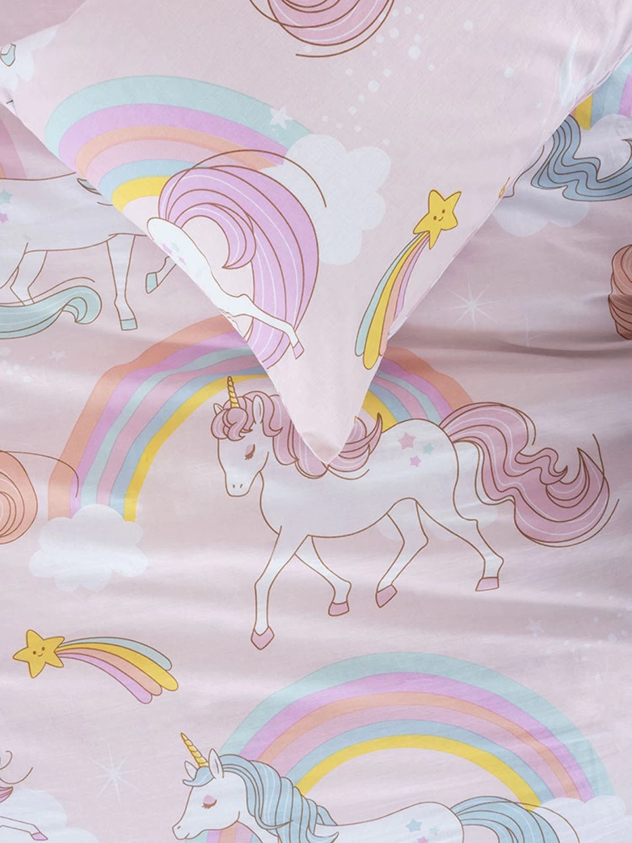 Poppiseed Duvet Cover Set Single Color - Rainbow Dreams Design for Cozy Bedding
