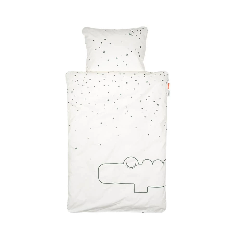 Done by Deer Croco Beige Bed Linen Set 100x140 cm - Soft Baby Crib Sheet