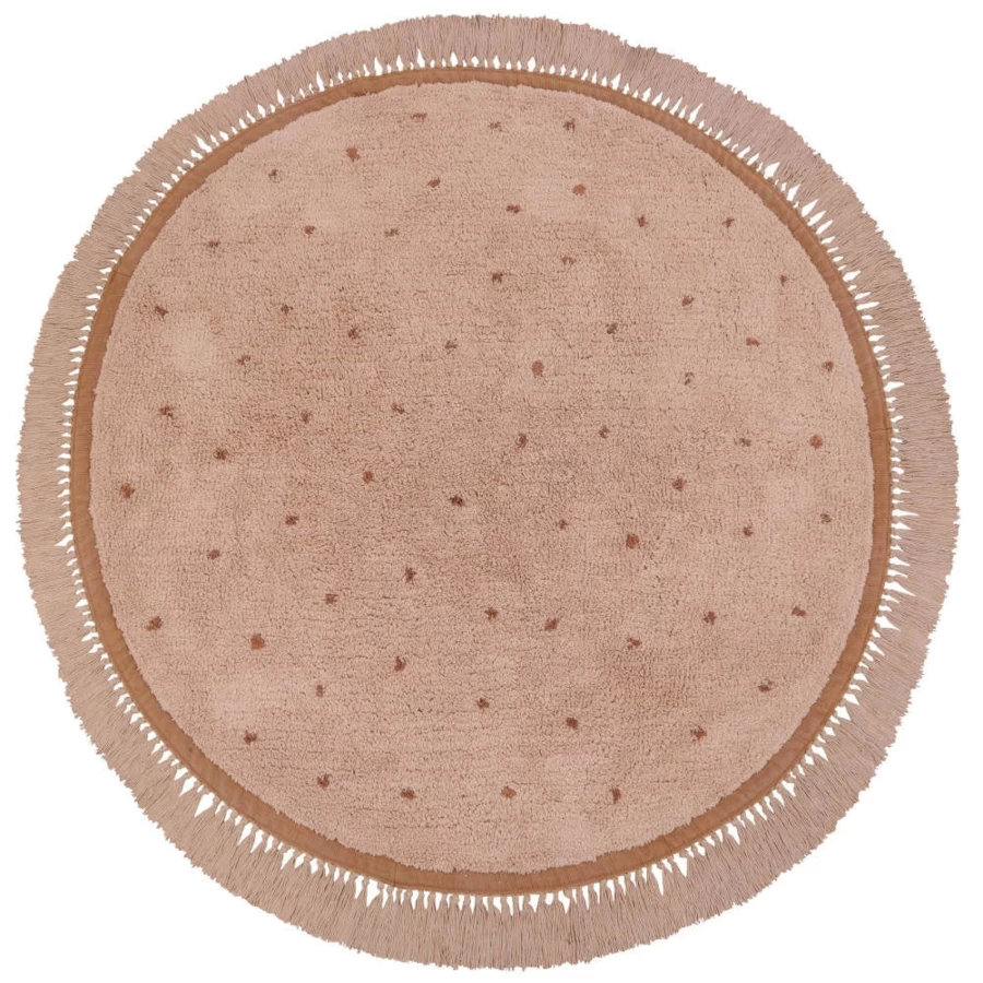 Tapis Petit Modern Dot Pink Area Rug 130x130 cm for Home Decor