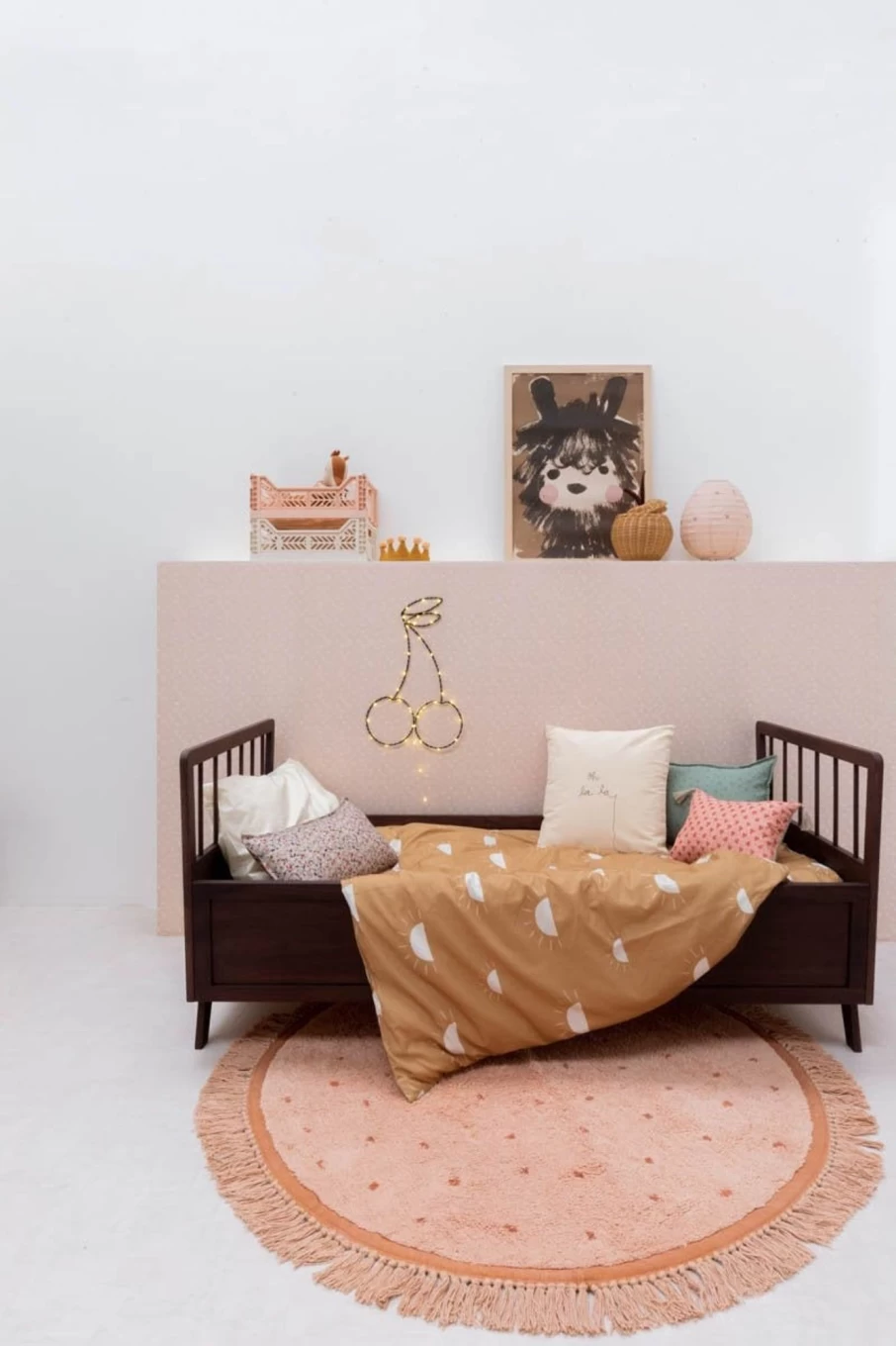 Tapis Petit Modern Dot Pink Area Rug 130x130 cm for Home Decor