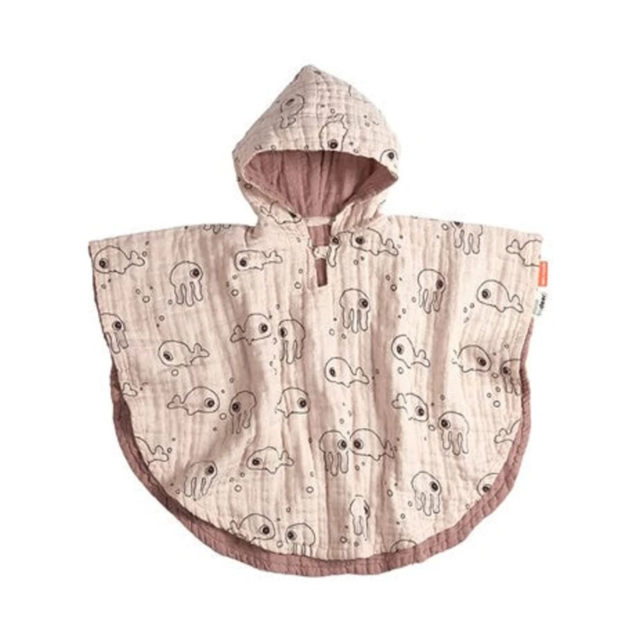 Done by Deer Bath Poncho for Kids - Sea Friends Theme, Soft & Absorbent Baby Towel with Hood