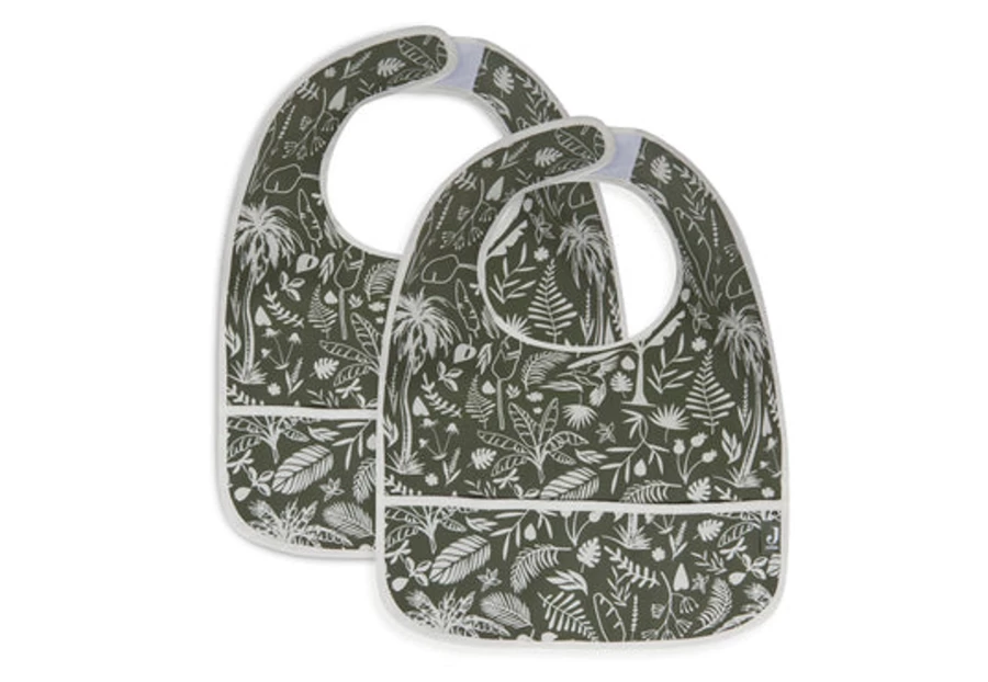 Jollein Waterproof Baby Bibs - 2 Pack, Botanical Design, Durable & Easy Clean Feeding Accessories