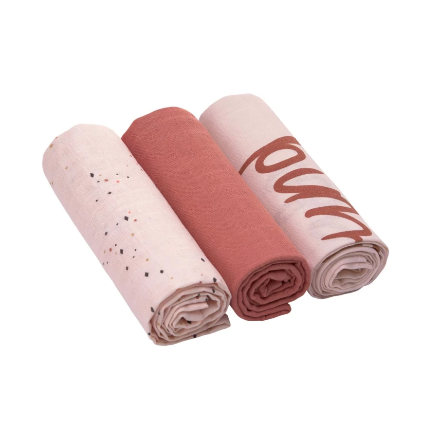 Lässig Baby Swaddle & Burp Cloths Set - 3 Pack Large Muslin Blankets for Newborns