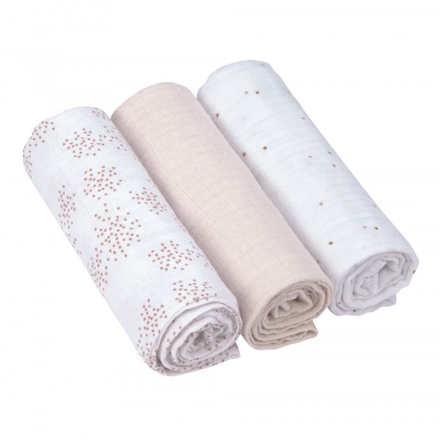 Lässig Baby Swaddle & Burp Cloths Set - 3 Pack Large Muslin Blankets for Newborns