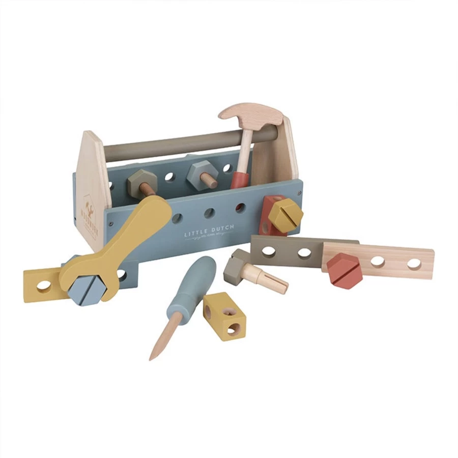 Little Dutch FSC Certified Wooden Toy Toolbox for Kids - Premium Wooden Storage Box by Little Dutch