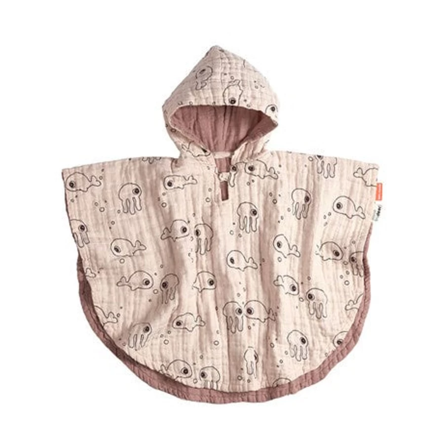 Done by Deer Bath Poncho for Kids - Sea Friends Theme, Baby & Toddler Swimwear, Quick-Dry Hooded Poncho
