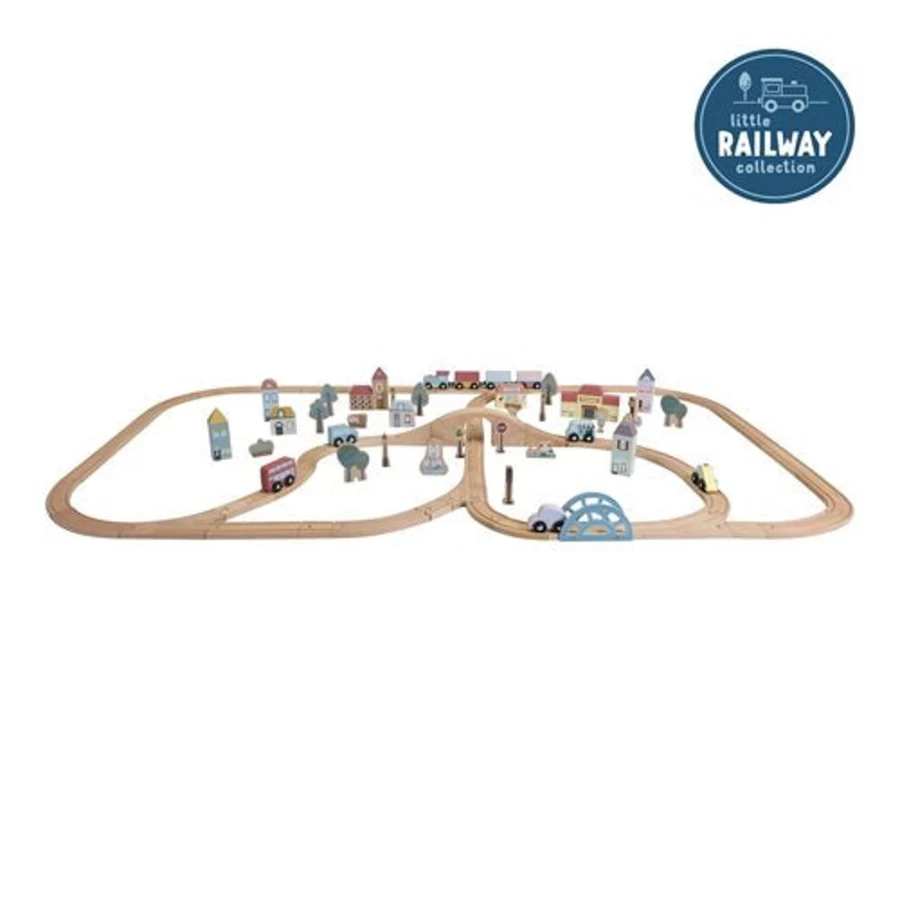 Little Dutch Wooden Railway Train XXL Starter Set – Complete Toddler Toy Train Track Kit