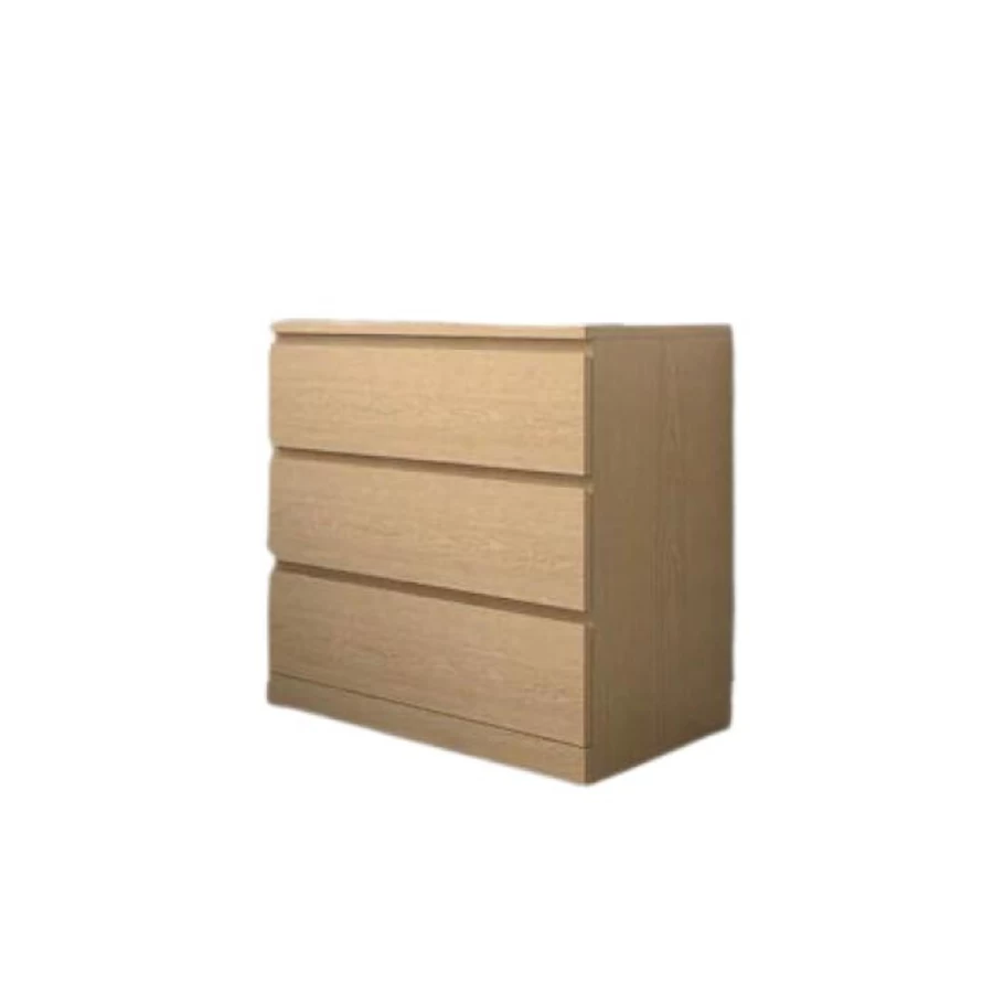 IKEA Malm 3-Drawer Dresser in Stained Oak Veneer, Compact Chest of Drawers for Bedroom Storage