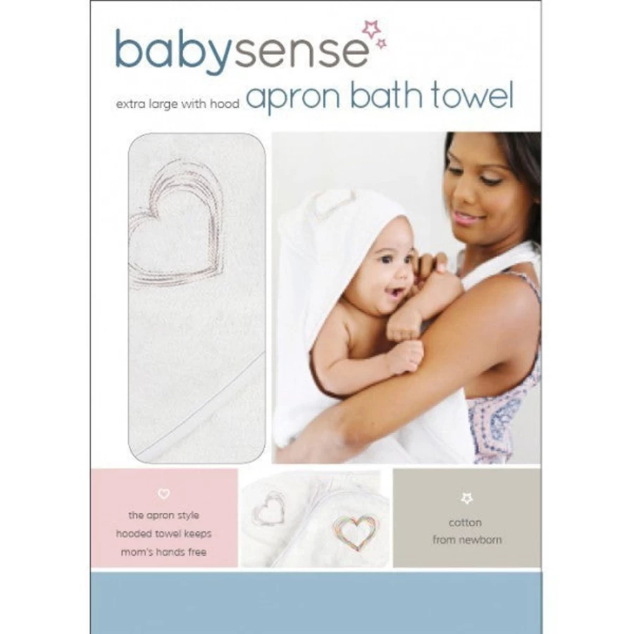 Baby Sense Hooded Bath Towel for Infants - Soft & Absorbent Apron Style Baby Towel