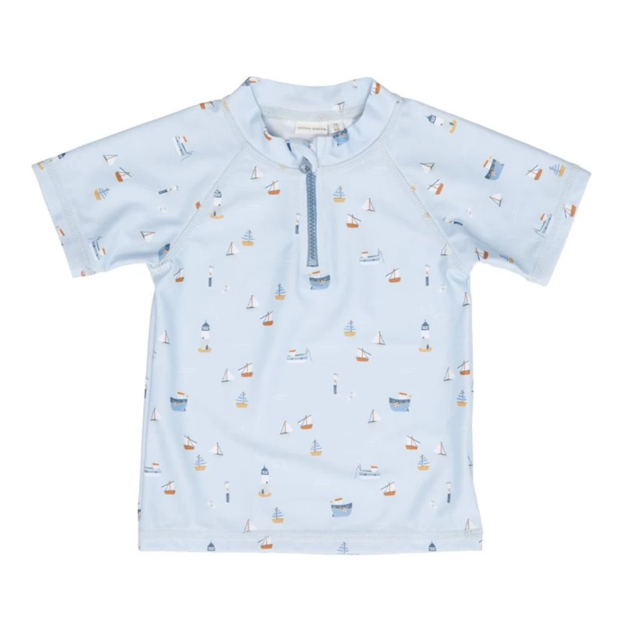 Little Dutch Child's Sailors Bay Swim T-Shirt Size 74/80 - Blue Nautical Design