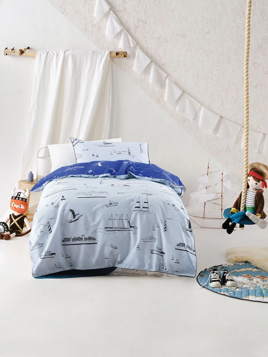 Linenhouse Single Duvet Cover Set - Ships Ahoy Design, Soft Bedding for Comfort & Style