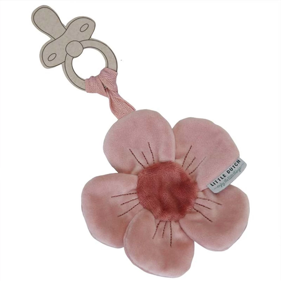 Little Dutch Pacifier Clip with Floral and Butterfly Design - Soft Cloth Baby Accessory