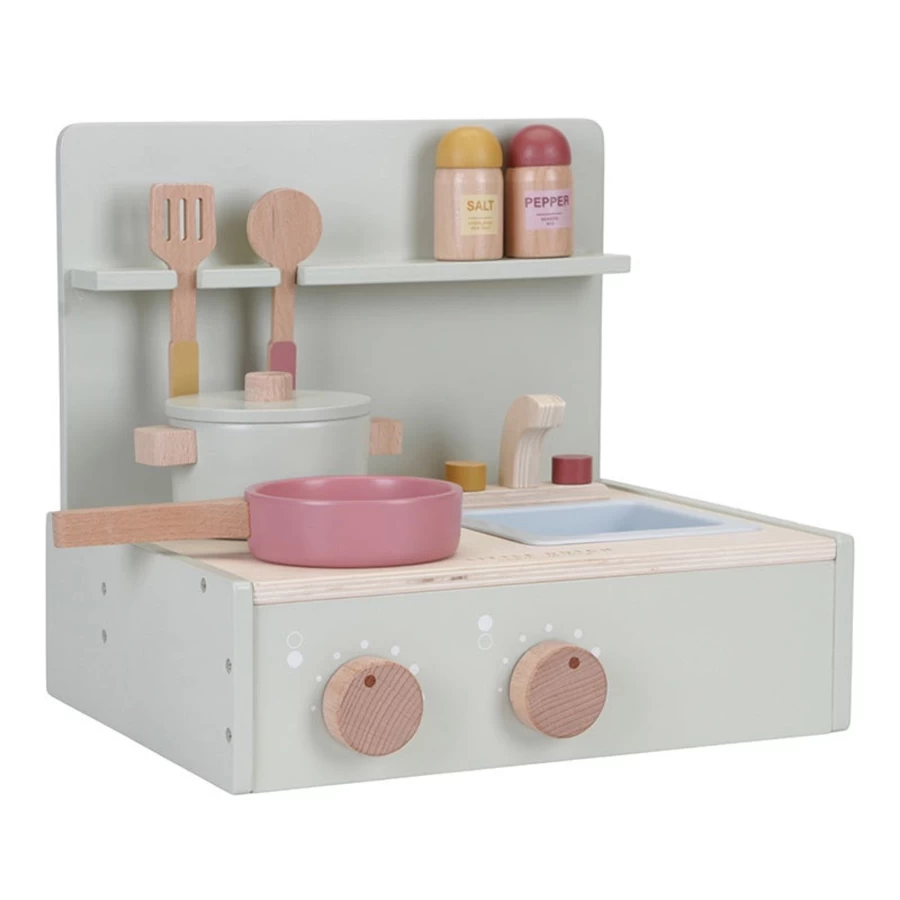 Little Dutch Mini Kitchen - Wooden Play Kitchen for Kids, Compact & Stylish Pretend Play Toy