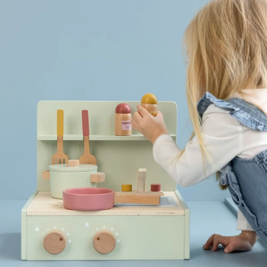 Little Dutch Mini Kitchen - Wooden Play Kitchen for Kids, Compact & Stylish Pretend Play Toy