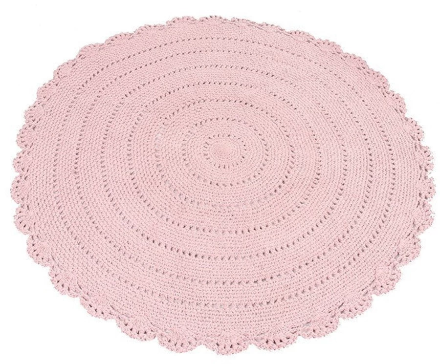 Kids Depot Round Crochet Carpet 110cm - Handmade Knit Rug for Nursery, Living Room, Bedroom
