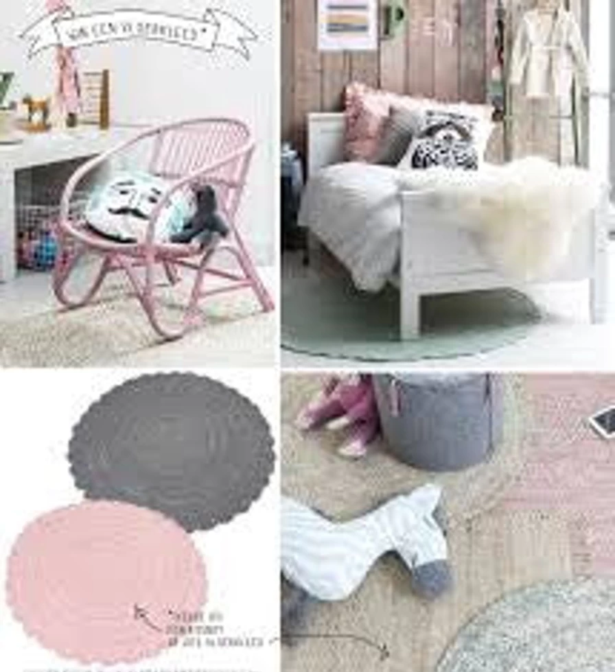 Kids Depot Round Crochet Carpet 110cm - Handmade Knit Rug for Nursery, Living Room, Bedroom