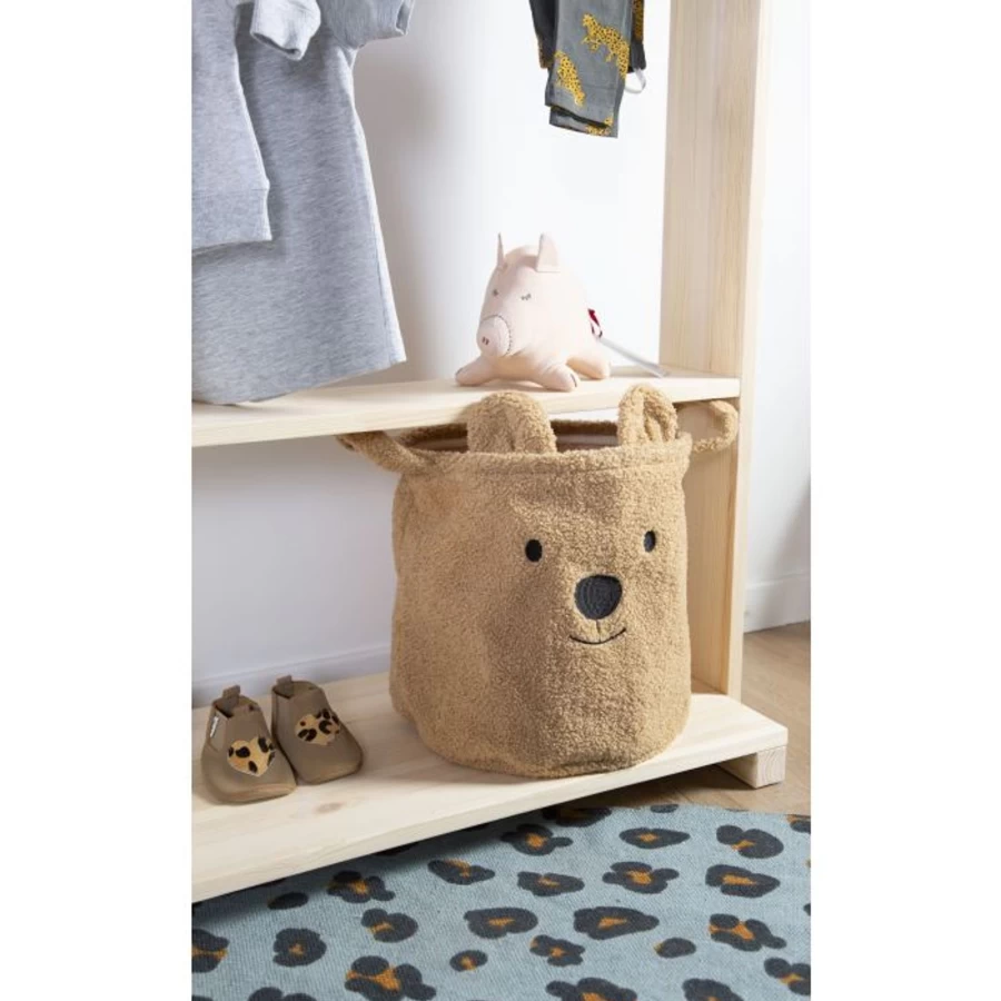 Childhome Teddy Bear Storage Basket - 30cm x 30cm x 30cm Soft Toy Organizer for Kids Room Decor