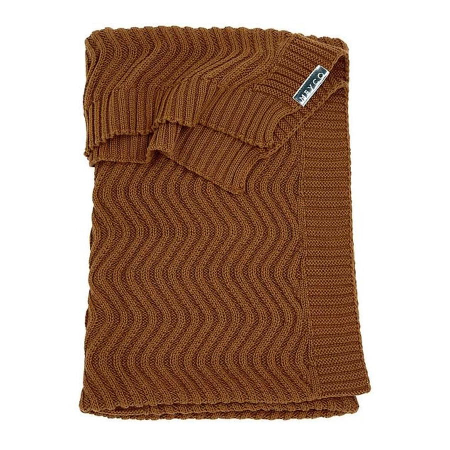 Meyco Camel 100x150 cm Waves Pattern Soft Blanket for Cozy Comfort