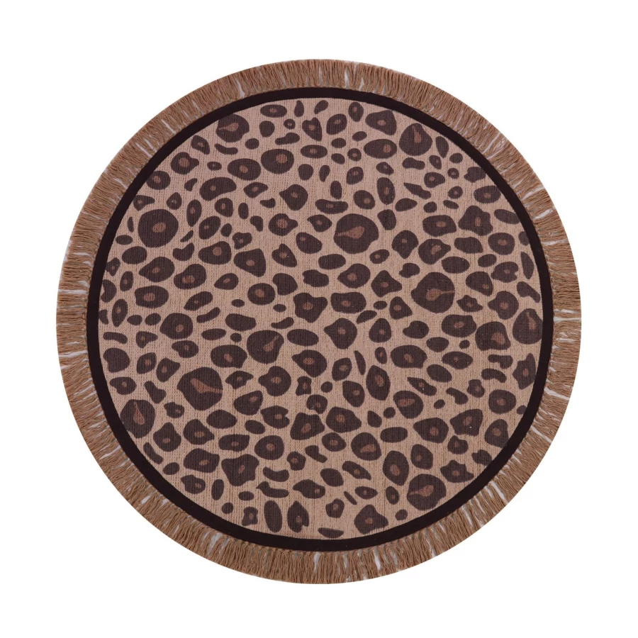 "Tapis Petit Round Leopard Print Rug 120x120 cm – Stylish Animal Print Carpet for Home Decor"