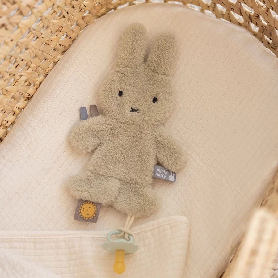 Little Dutch Miffy Pacifier Holder - Soft Fluffy Cloth Dummy Clip for Babies