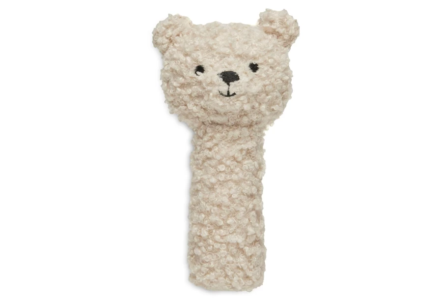 Jollein Natural Wooden Rattle Teddy Bear - Handmade Organic Baby Teether Toy
