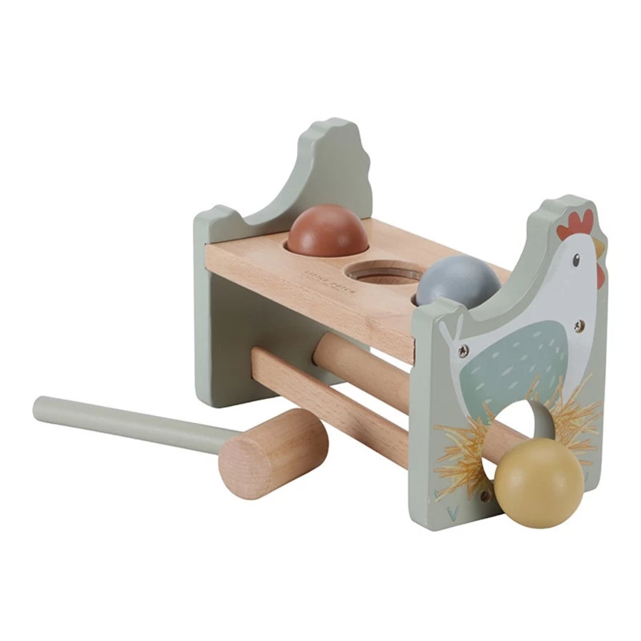 Little Dutch Wooden Pounding Bench with Rolling Balls - Kids Hammer Toy for Motor Skills Development