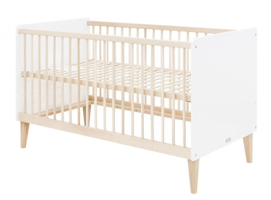 Bopita Indy Cotbed 140x70cm - White & Natural Wood Baby Crib